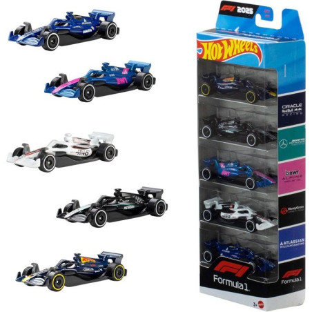Pack de véhicules miniatures - HOT WHEELS - JLN11 - Pack 5 Formule 1 - 5 véhicules die-cast - Échelle 1:64 - Dès 3 ans