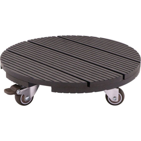 Support de pot a roulettes - NATURE - WPC H7,5 x Ø30 cm - 4 roulettes - Anthracite