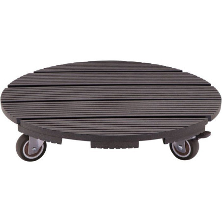 Support de pot a roulettes - NATURE - WPC - H8,6 x Ø38 cm - 4 roulettes - Anthracite
