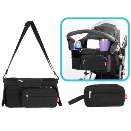 Organisateur de poussette Deluxe - NUBY - Pochette amovible - Noir