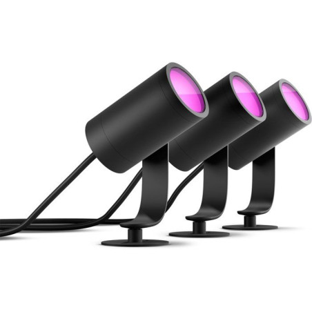Lot de 3 spots de jardin - PHILIPS HUE - Lily - Noir - IP67