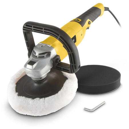 Polisseuse d'angle - POWERPLUS - 1200 W - Ø 180 mm - Inclus 3 types de pads différents - Poignée robuste en forme de U