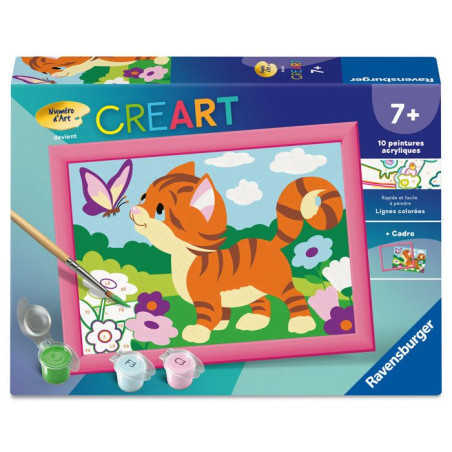Ravensburger – CreArt Kids 13x18cm – Numéro d'Art – Chat avec papillons – Kit de peinture par numéros – Des 7 ans – 12023219