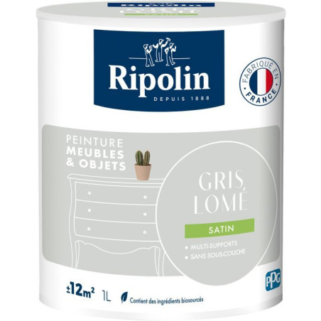 Peinture meuble et objet - Gris lomé - Satiné - Ripolin - 1L