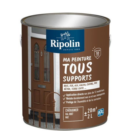 Peinture multi-supports - Châtaigner - RAL 8007 - Mat - Ripolin - 2L
