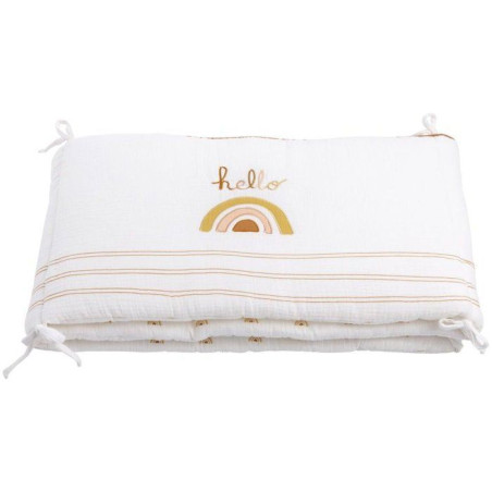 Tour de lit adaptable - SAUTHON - SUNLIGHT - 100 % Coton - Écru motif arc-en-ciel