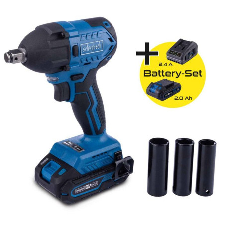 Clé a choc sans fil BC-IW350-X - 1/2 brushless 180Nm/350Nm 3600 bpm +3 douilles - SCHEPPACH 20V IXES - Batterie 2Ah + chargeur