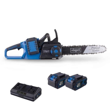 Pack tronçonneuse sans fil BC-CS355Duo-X - longueur de coupe 33,5cm - SCHEPPACH 20V IXES +2 batteries 4Ah + chargeur double 4.5