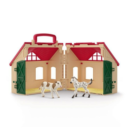 Coffret Ferme Transportable + 2 figurines, figurine miniature de la ferme, Schleich 72340 Horse Club, des 5 ans