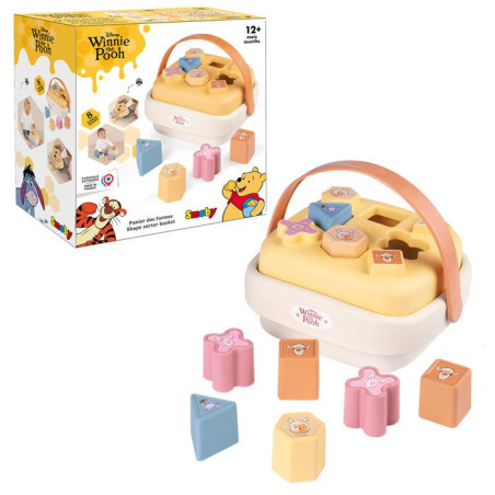 Panier Des Formes - Smoby - Winnie l'ourson - Des 12 mois - Jeu trieur de formes avec 8 pieces - Fabrication française