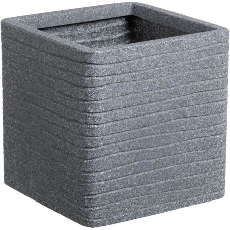 Pot de fleur - STRATA - Carré - Banbury - Ø 30.5cm x 30cm H - Couleur cendres