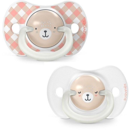 Lot de 2 sucettes symétriques - SUAVINEX - Night&Day Wild&Free - SX Pro - 0 a 6 mois - Rose