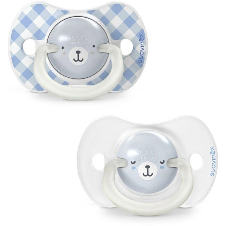 Lot de 2 sucettes symétriques - SUAVINEX - Night&Day Wild&Free - SX Pro - 0 a 6 mois - Bleu