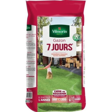 VILMORIN Semences de gazon 7 jours - 5 kg