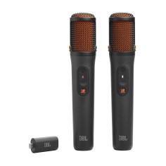 JBL EasySing Mics, 2 Microphones karaoké sans Fil avec IA, Suppression vocale en Temps réel et dongle PartyBox USB-C, Noir