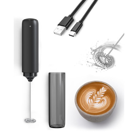 Mousseur à Lait Électrique, Rechargeable Mousseur a Lait, Portable Mini Mixeur pour Café/Café au Lait/Cappuccino/Chocolat Chaud