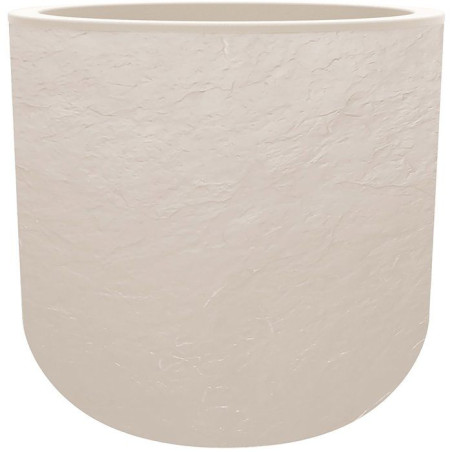 Pot de fleurs Rond 40 cm - EDA - Volcania Up - 32,5 L - Intérieur/Extérieur - Décor Pierre - Ø 38,5 x H. 36,8 cm - Beige Cal