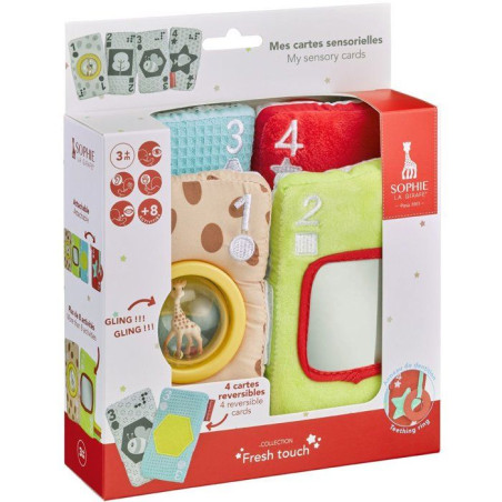 Cartes sensorielles - SOPHIE LA GIRAFE - Mes Cartes Sensorielles - Matieres variées - Braille intégré