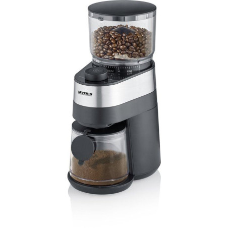 Broyeur a café professionnel - SEVERIN - KM 3880 - 140 W - Mouture réglable sur 30 niveaux - Jusqua 12 tasses - noir/brossé inox