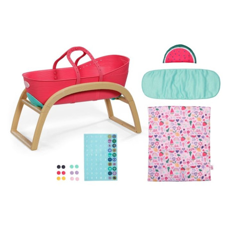 Berceau 3 en 1 - BABY BORN - Effet bois - Couffin / Bascule / Fixe - Tissu inclus - Des 1 an