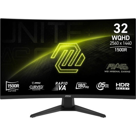 Ecran PC Gamer incurvé - MSI - 32'' - QHD - 180Hz - Dalle VA - 0,5 ms - RAPID VA