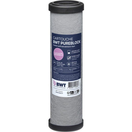 Cartouche charbon actif - BWT - PUREBLOCK 10 µm - Élimination goûts/odeurs/chlore/matieres organiques - Filtration de finition