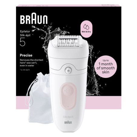 Épilateur électrique - BRAUN - SE5-011 - 2 modes - 40 min - Étanche - Blanc / Rose