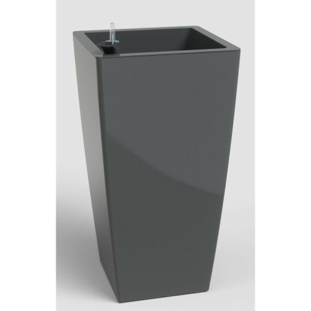 Pot de fleur haut carré avec systeme auto-arrosage PISA SWS - Plastique - Anthracite - 33x33xH61cm - Int/Ext - ARTEVASI