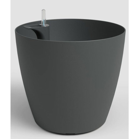 Pot de fleurs San Remo SWS 36 MA - Plastique - Gris anthracite - Ø36 x H33,5 cm - 25 L - Int/Ext - ARTEVASI