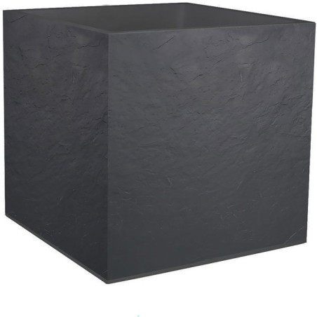 Pot de fleurs Carré 50 cm - EDA - Volcania - 57 L - Intérieur/Extérieur - Décor Pierre - 49,5 x 49,5 x H. 49,5 cm - Gris Ant