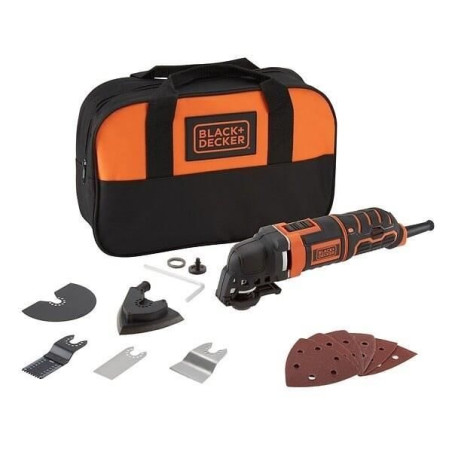 Outil multifonction filaire BLACK+DECKER MT300SA2-QS - 300W - Sac a outils avec accessoires