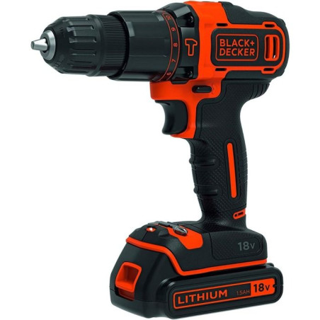 Perceuse/Visseuse a percussion - Black+Decker - 18V - 2 vitesses - Mandrin 2 mains - 1 batterie