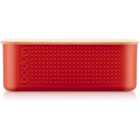 Boite a pain - BODUM - 11740-04 - Petit modele - Couvercle bambou - Rouge
