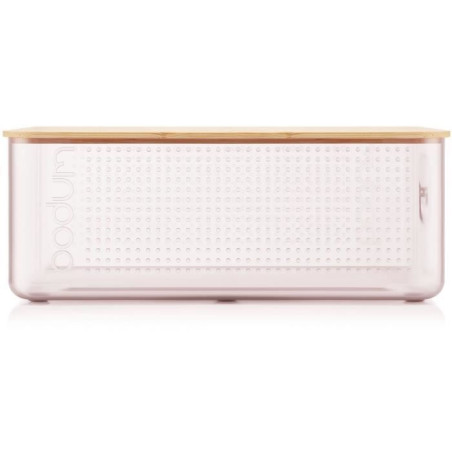 Boite a pain - BODUM - 11555-679S-80 - Grand modele - Couvercle bambou - Rose transparent