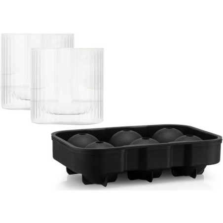 Bar set - BODUM - Douro - Plateau de glace ronde + set de 2 verres a whisky - Double paroi