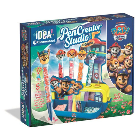 Atelier des Stylos - Clementoni - Coffret Pat'Patrouille - Crée et personnalise 5 stylos - 25 accessoires inclus - Des 6 ans