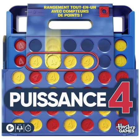 Puissance 4 (édition 2025), rangement tout-en-un, mallette de transport, jeux de société famille, des 6&nbsp;ans, 2&nbsp;joueurs, Has