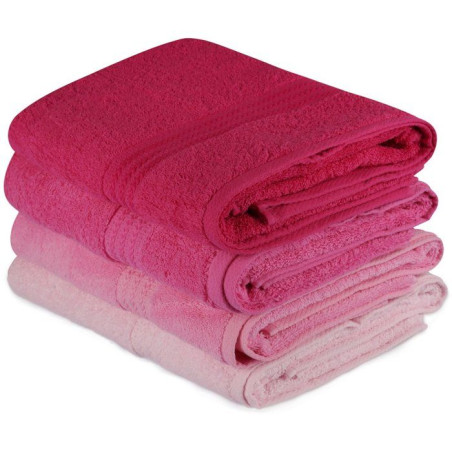 Ensemble de 4 serviettes de bain - 70 x 140 cm - Rose
