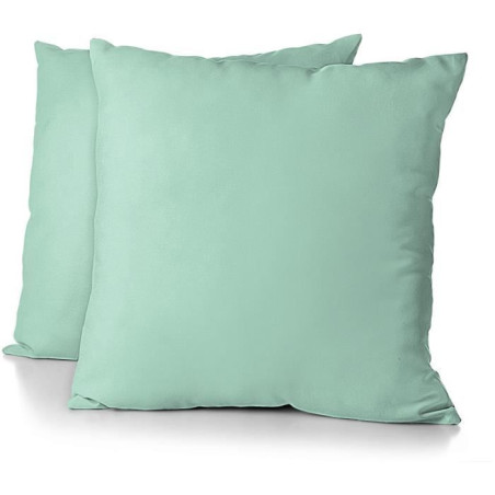 Lot de 2 taies d'oreiller - HOME LINGE PASSION - Microfibre 82 g - 63 x 63 cm - Vert d'eau