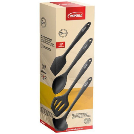 Set ustensiles cuisine - INOXIBAR - Lot 4 silicone - sans BPA - résistant chaleur - lave-vaisselle