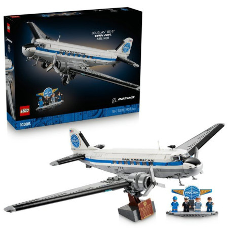 LEGO Icons 11378 - Exclu Cdiscount - Avion de Ligne Douglas DC-3 de la PAN AM - Set Adulte - Maquette Rétro