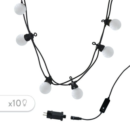 Guirlande lumineuse extérieure - LUMISKY - PARTY MILKY 10 - 10 globes LED - Blanc chaud - Connectable - 5,7 m - 8 modes éclair