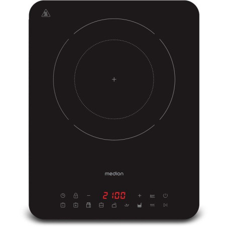 Plaque a induction simple - Medion - 1 feu - Ø 24 cm - MD 100090 - Surface entierement vitrée - 8 programmes - 2000 W