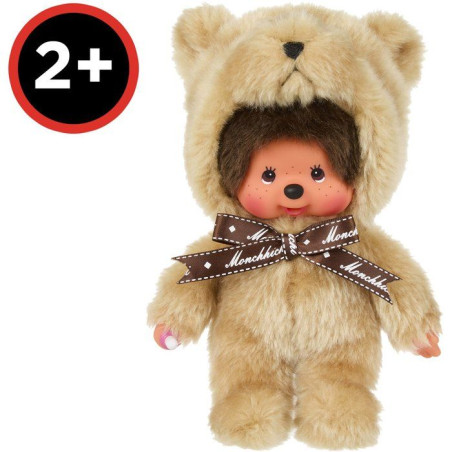 Peluche Monchhichi - Bandai - Nounours 20cm - Peluche singe iconique des années 80 - 2 ans et +