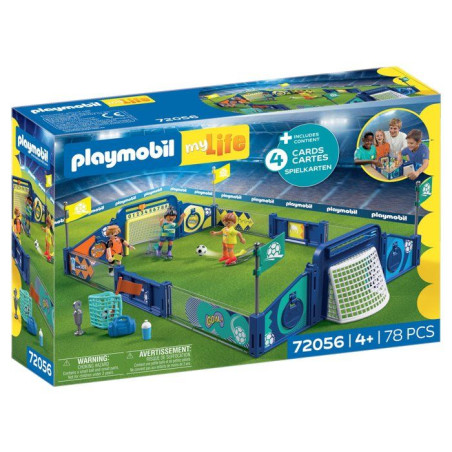 PLAYMOBIL 72056 Stade de football et défis, My Life Sport & action, avec mécanisme de tir et 2 buts pour jouer, 78 pieces, des