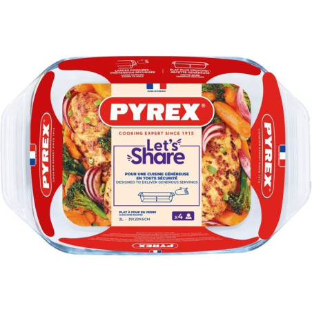 Plat a four rectangulaire - PYREX - Let's Share - 31 x 20 cm - Verre