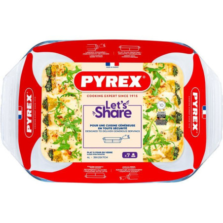 Plat a four rectangulaire - PYREX - Let's Share - 39 x 25 cm - Verre