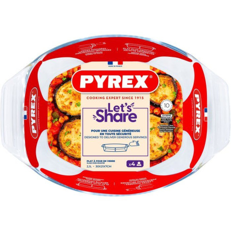 Plat a four ovale - PYREX - Let's Share - 30 x 21 cm - Verre