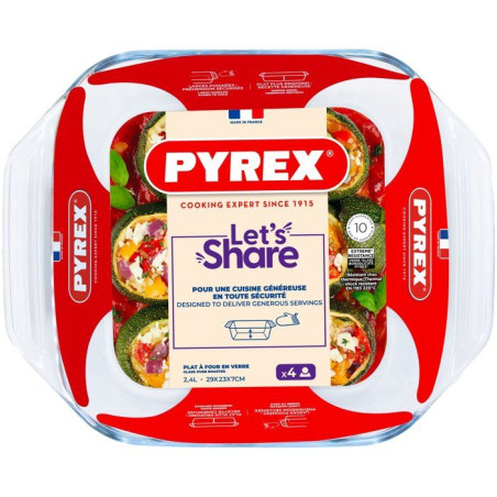 Plat a four carré - PYREX - Let's Share - 29 x 23 cm - Verre