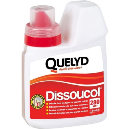 Décolleur papier peint - QUELYD - Dissoucol - Lessive - Supprime les résidus - Flacon 500 ml (280 m²)